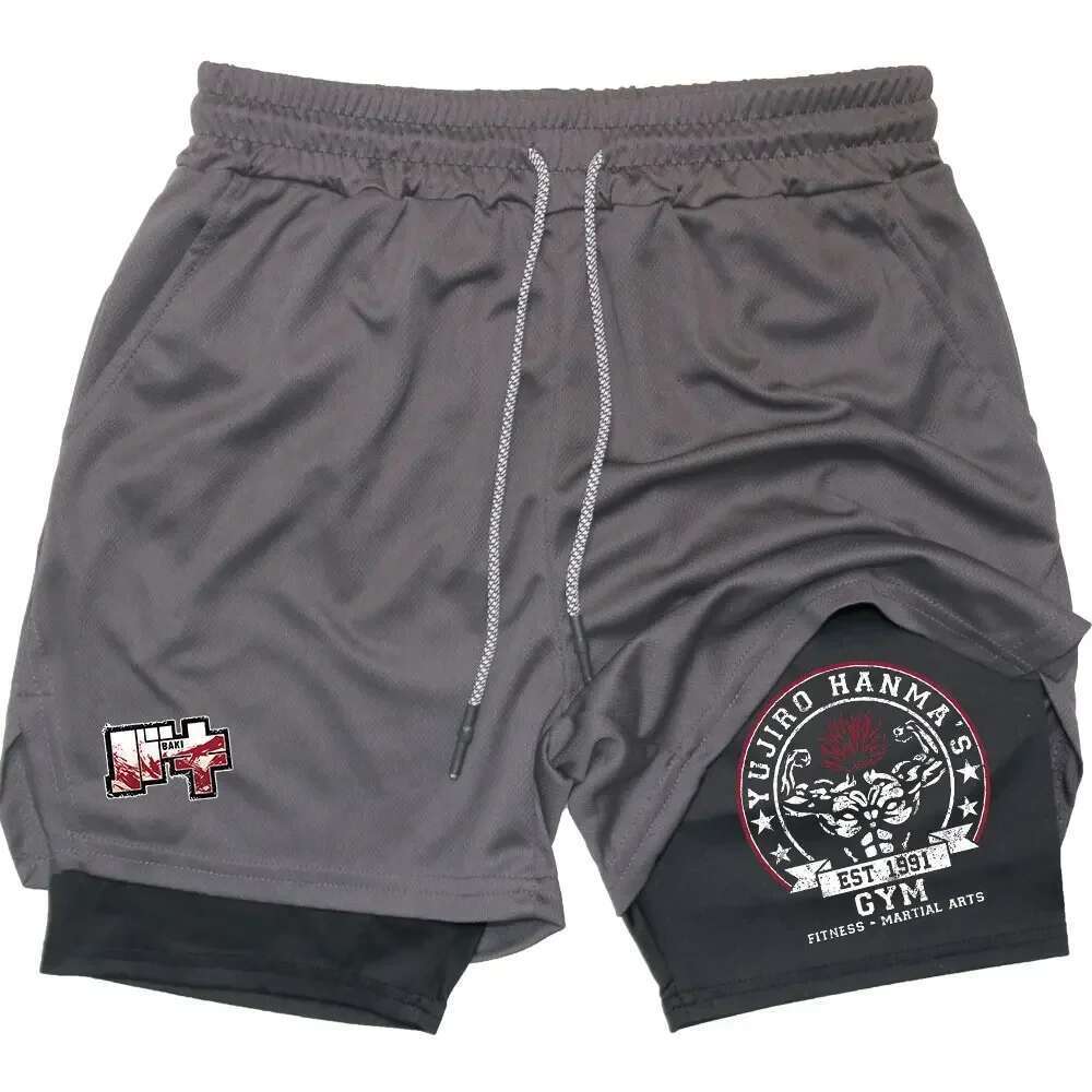 Casual Shorts Women's Wear Men's Wear 2025 New 2-In-1 Gym Men's Sports Tight Shorts Quick Drying Elastic Fiess Running Sportswear