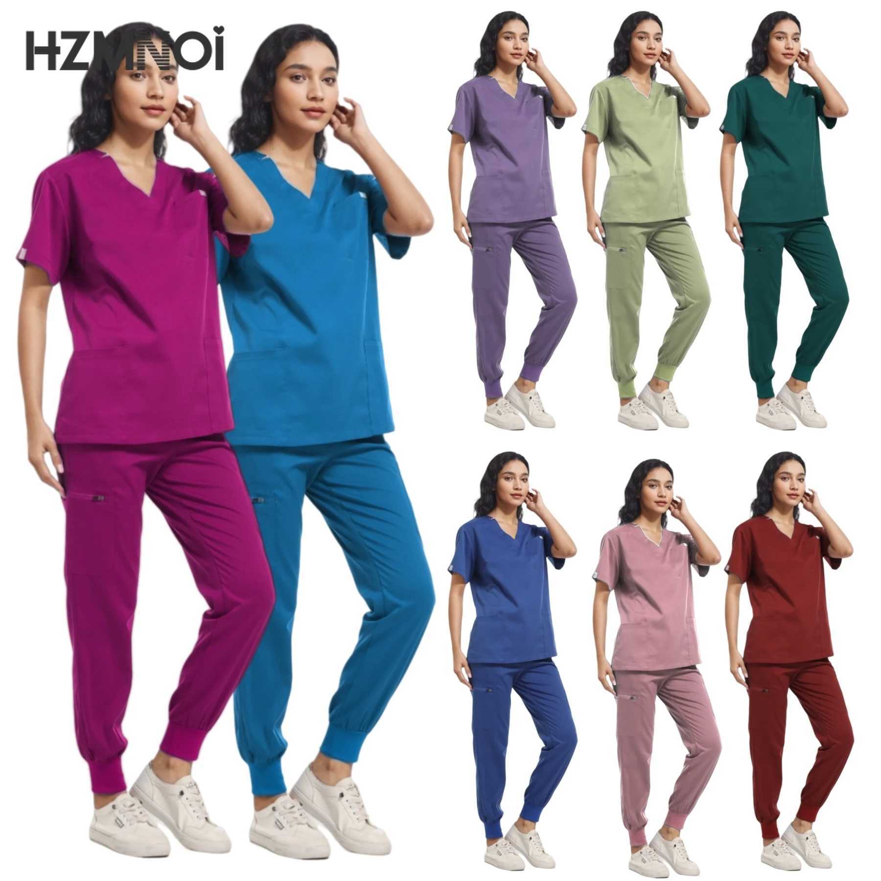 Hospital Surgical Workwear Short Slve Top Pants Nursing Accessories Doctors Clothes Women Medical Uniforms Elastic Scrubs Set X250410