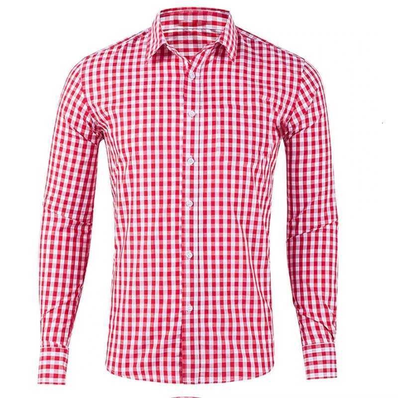 Mens shirt button-up shirt red blue long sleeve plaid/check lapel street resort printed clothing fashion casual Hawaii 5XL K251110