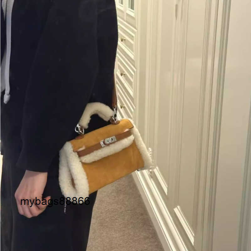 Designer Bags Women Wool Autumn Winter New Suede Lamb Fur Gold Brown Teddy Bear Handbag Crossbody Bag Cute and Versatile Small Square B I VUWP