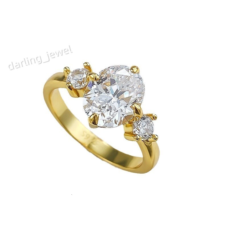 European and American Style S925 Silver Gold Plated Mosan Moissanite Diamond Ring Big Wedding Ring for Men Women and Couples