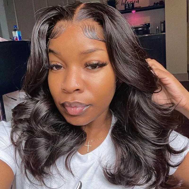 Body Wave Short Bob Wig 13x4 Transparent Lace Frontal Wig 100 Brazilian Human Hair Wigs Remy Hair 180 Density For Women 14inchT251111
