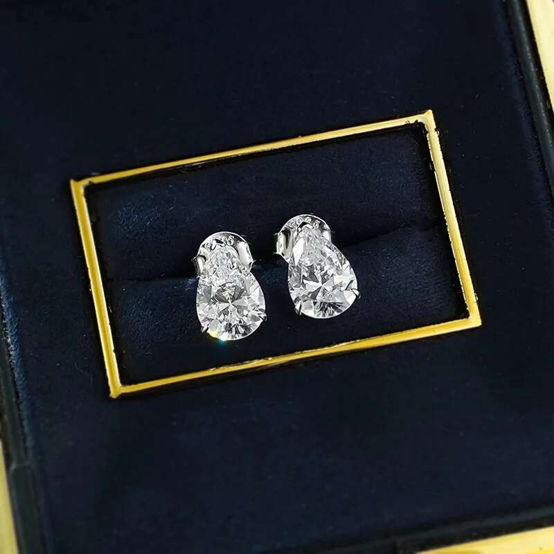 2CT Water Drop Lab White Moissanite Diamond Simple Fine Jewelry Genuine 100% 925 Sterling Silver Women Stud Earring Gift