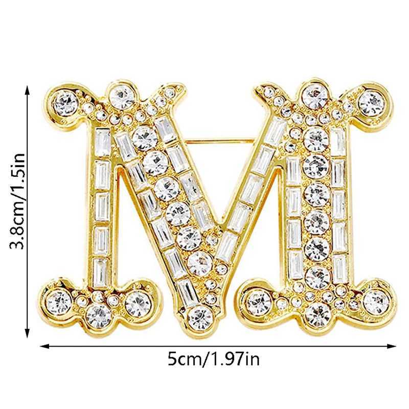 Luxury Crystal Zircon M-letter Brooch Pin For Backpack Collar Lapel Pin Brooches Women Baroque Alphabet Initial Pins Wedding Jewelry Y251111
