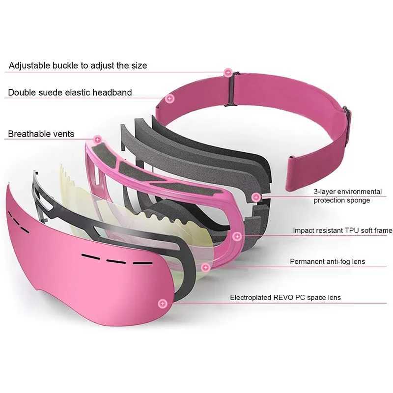 Spherical Double-layer Anti Fog UV400 Skiing Goggles Snowboard Goggles Over Glasses for Men Women Youth Winter Outdoor Sports K251110