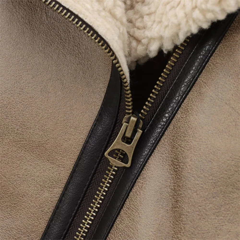 Autumn Womens European and American style Retro Loose Buckle Decoration Bottom Double sided Jacket Coat 251103