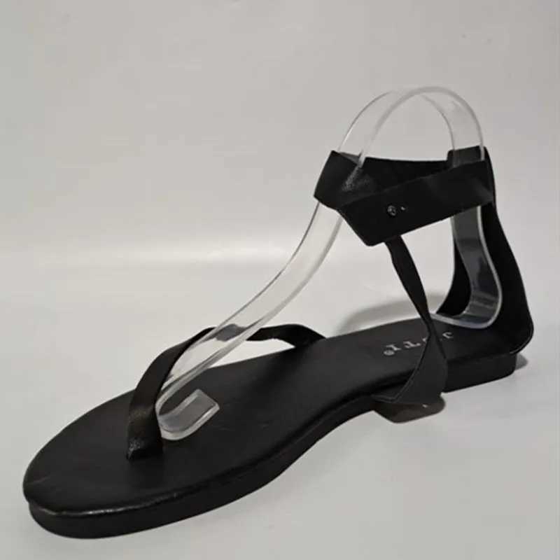 2025 Womens Apartment Sandals New Summer Shoes Fi Flip Womens Shoes Roman Black Sandals Classic Buckle Zapatos De MujerXJ250410