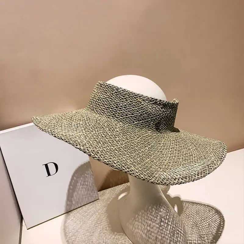 DO simple and exquisite empty top hat womens face covering sunscreen straw hat big edge travel sun hat fashionable beach hatC250411