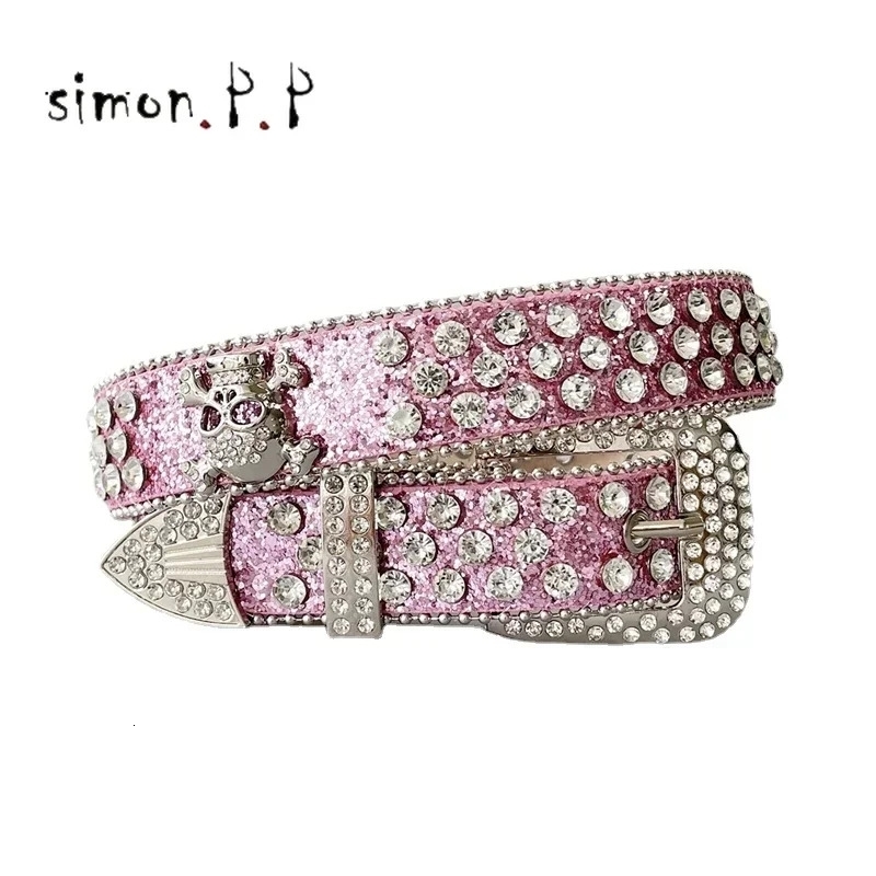 Rhinestone Skull Belts For Women Men Punk Western Cowboy Bling Diamond Crystal Studded Y2K Belt Strap For Jeans 251024CJ