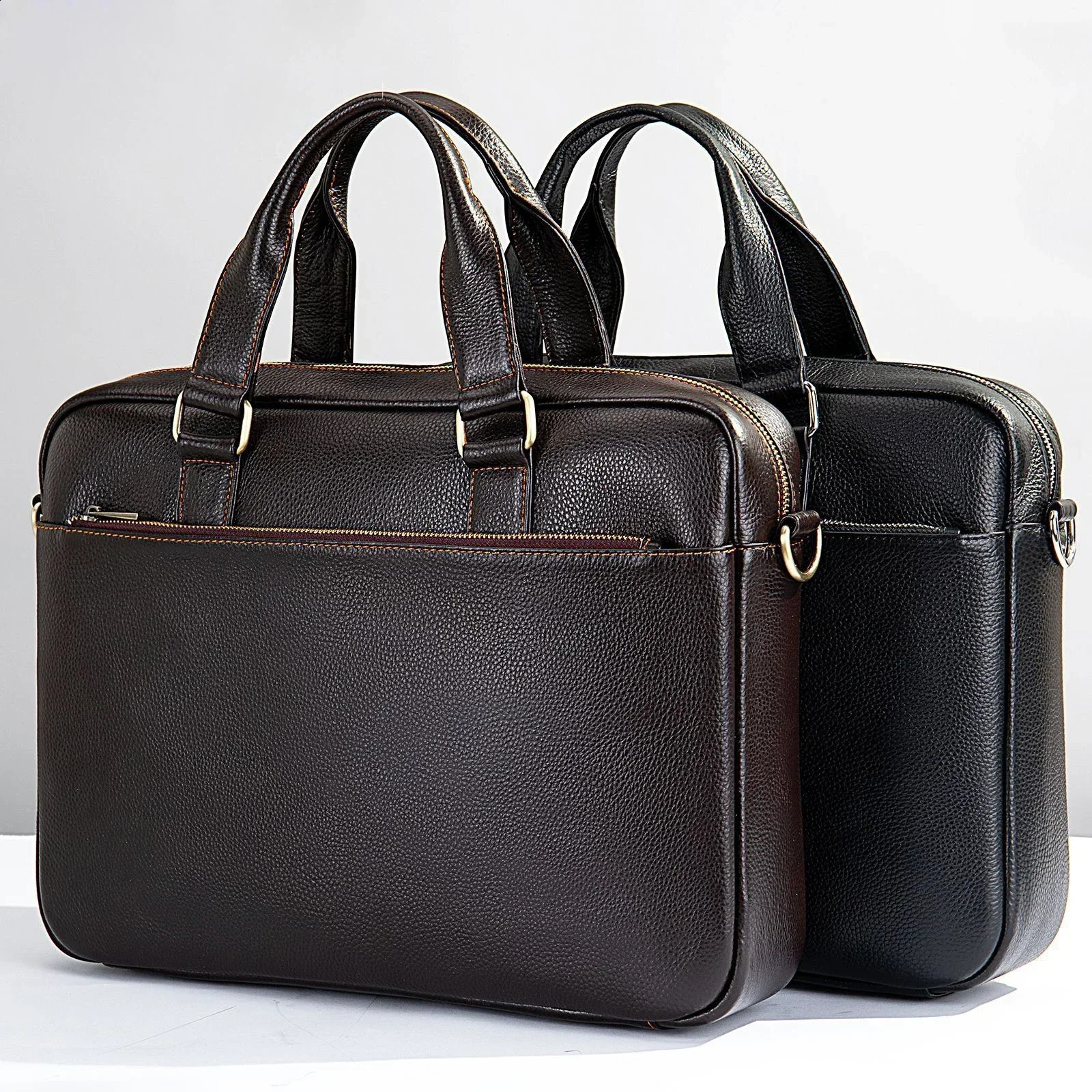 laptop bag made of genuine leather for mens briefcase mens handbag messenger 14 inch computer bag 250410