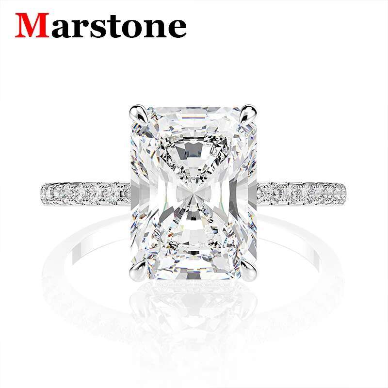Full Moissanite Diamond D Color VVS Womens Radiant Rings 925 Plated 18K Gold Fine Jewelry Wedding Engagement Ring for Women