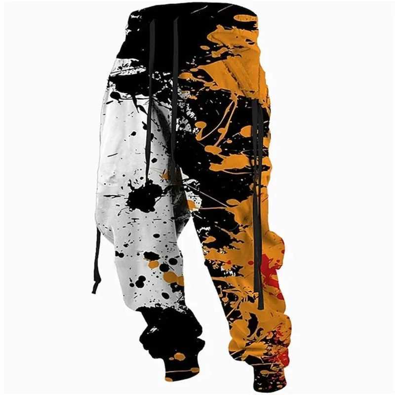 New graffiti elongated mens casual sports pants for outdoor runners 3D printed camouflage Trouser street fashion mens casual pantsXJ250410