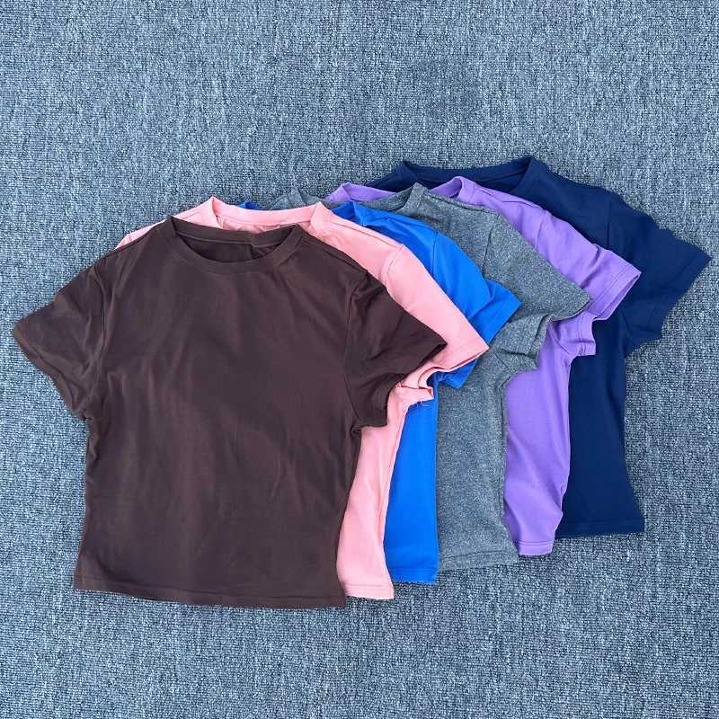 Womens tight fitting fitness T-shirt quick drying short sleeved yoga T-shirt Pilates running fitness short sleeved shirtW250411
