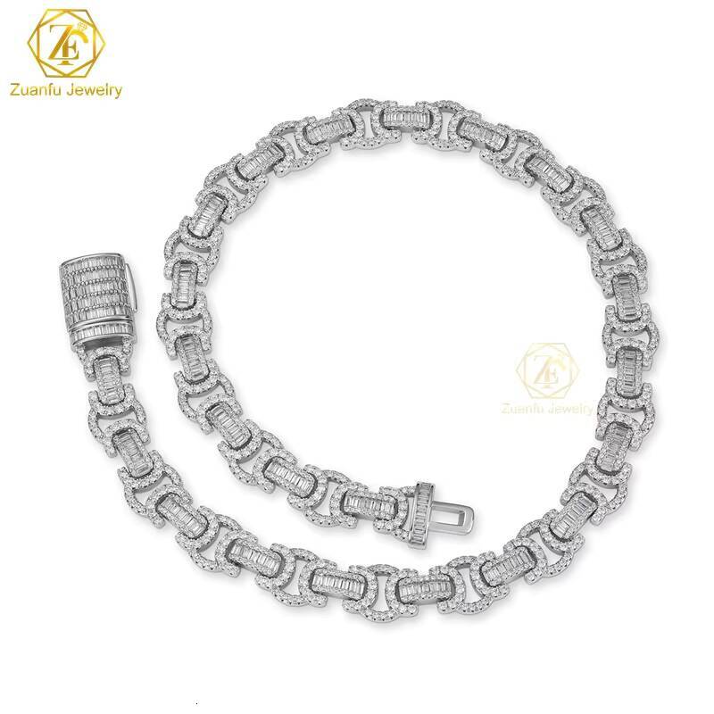 Custom Special Design Cuban Necklace VVS Moissanite Diamond 14mm 20inches Silver Gold Cuban Necklace Hip Hop Jewelry