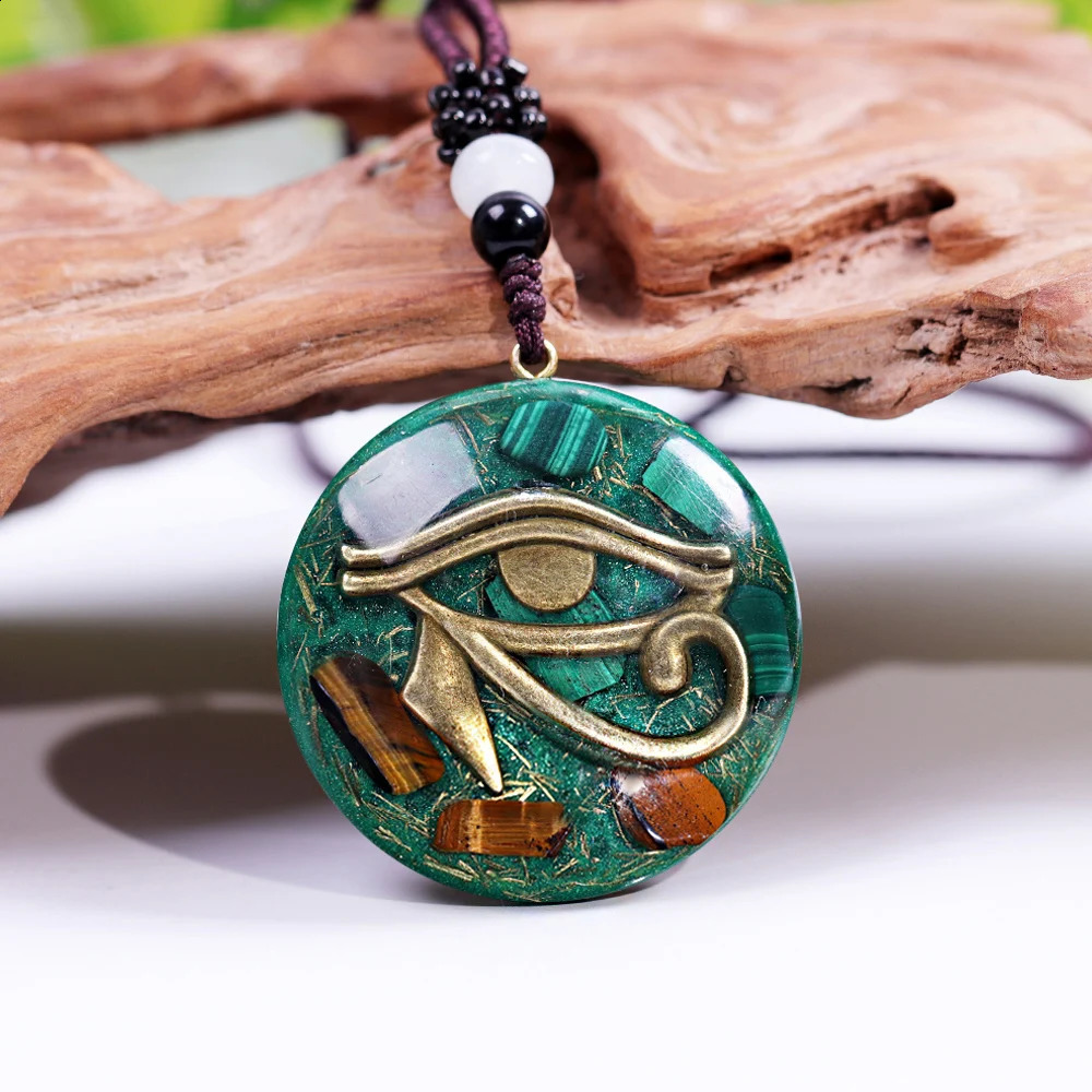 Eye of Horus pendant from ancient Egypt suitable for both women and men glowing Orgone energy necklace peacock spirit healing jewelry 250408