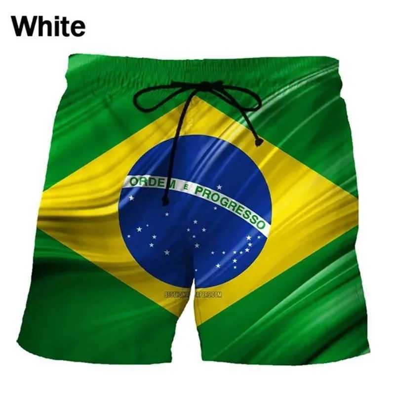 3D printed Brazilian flag pattern beach shorts for mens summer fashion casual board shorts for mens outdoor sports gym swim trunksW250410