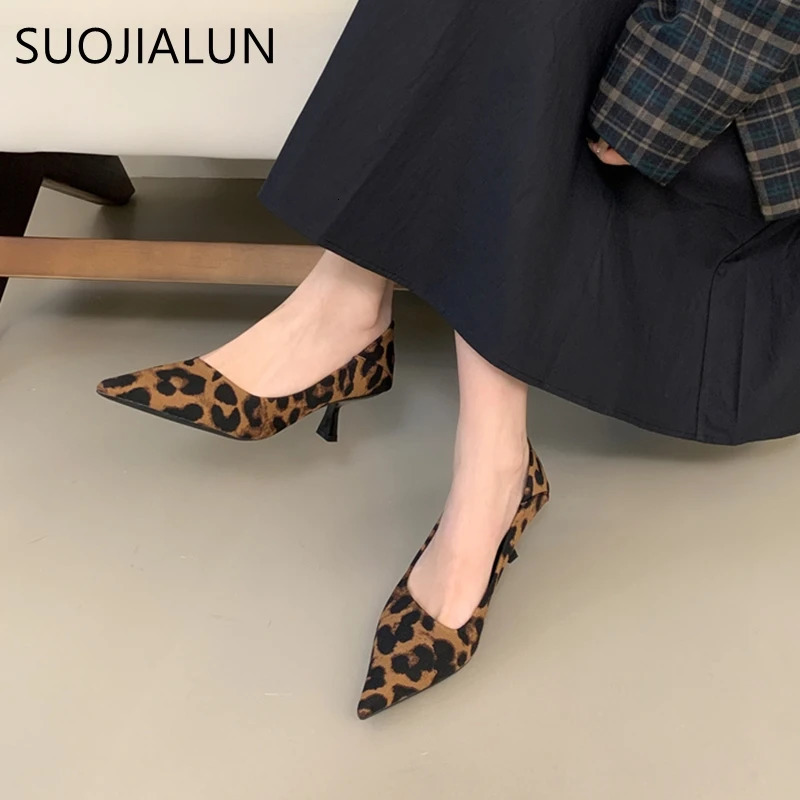 SUOJIALUN Women Pumps Shoes Fashion Pointed Toe Shallow Slip On Dress Single Shoes Ladies Thin High Heel Dress Pumps 251106