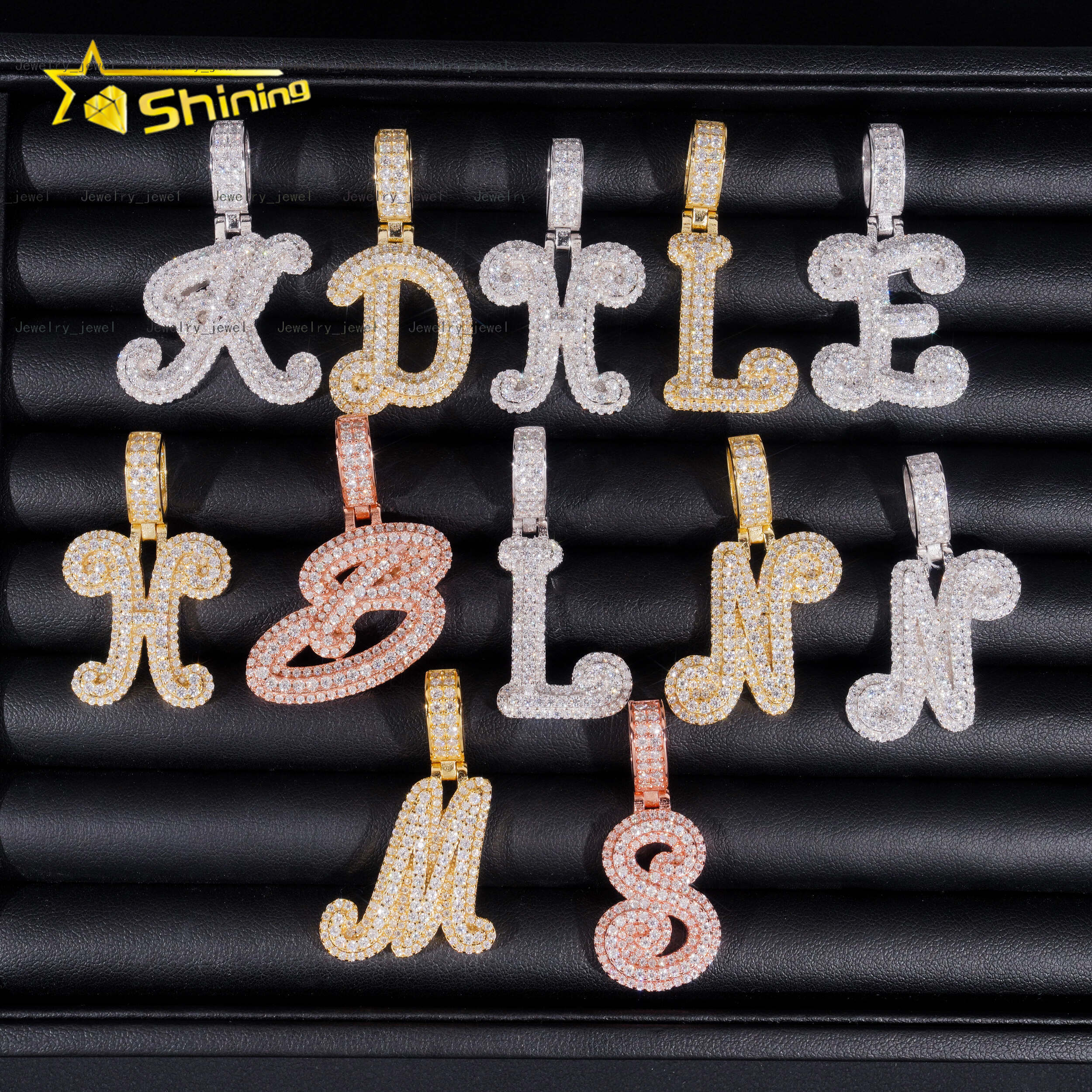 Real 925 Sterling Silver VVS Diamond Pass Diamond Tester Hip Hop Jewelry Initial Letter Iced Out Moissanite Pendant