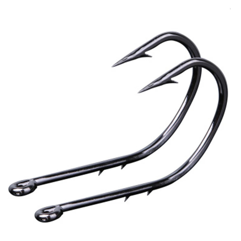50pcslot Fish Hooks Double Bait Holder Barbed Fishhook Long Shank Carbon Steel Sharp Fishhook Beach And Live Bait Fishing Hooks 251103