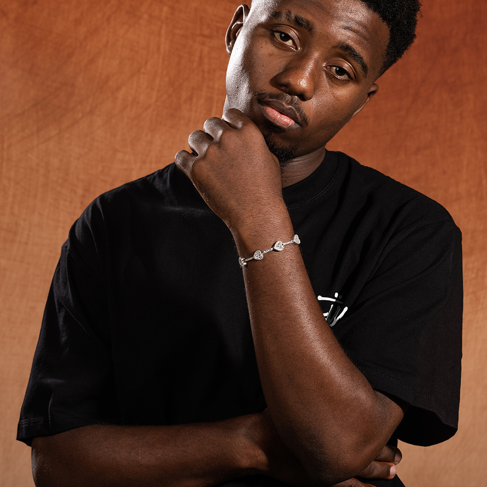 Hip Hop Love Heart Shaped Charms Tennis Chain Necklace Bracelet 14k Gold Plated Copper Prong Bling Baguette Cubic Zircon Luxury Fine Quality Party Rap