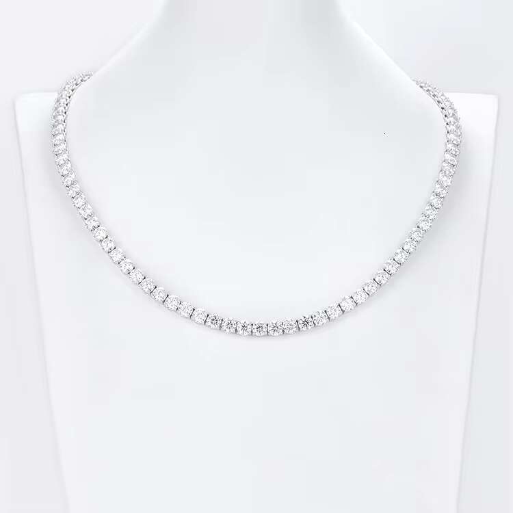 RTS Pass Diamond Tester Iced Out 2mm--5mm Tennis Necklace 925 Silver Round Cut Moissanite Jewelry Tennis Chain