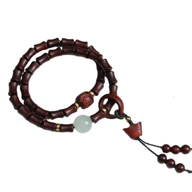 Small Leaf Rosewood 7X9 Section Beads Double Circle Bracelet Running Ring Ingot Pendant