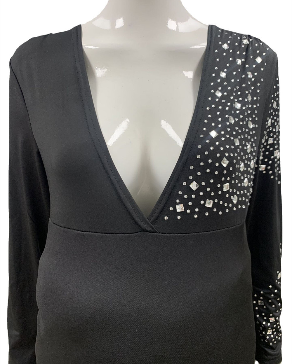 Pregnant photo taking dress, pregnant women's long sleeved V-neck rhinestone dress