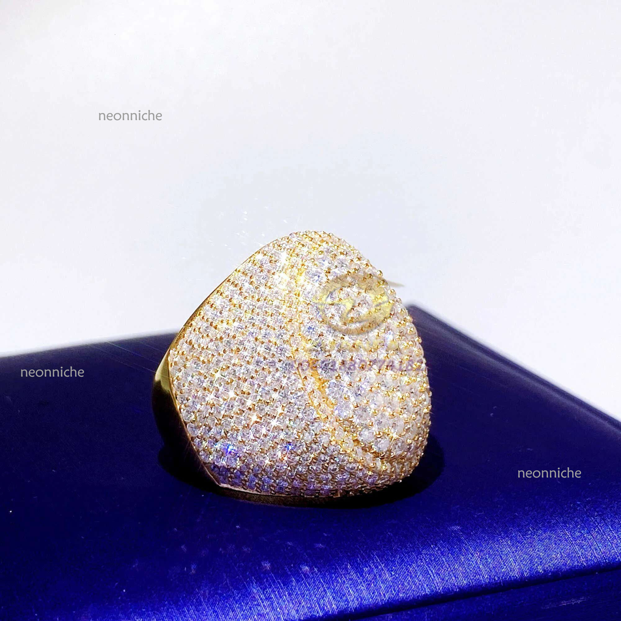 Customized Sterg Sier 10k White Gold Hip Hop Iced Out Top Quality Vvs Moissanite Men Dia Ring