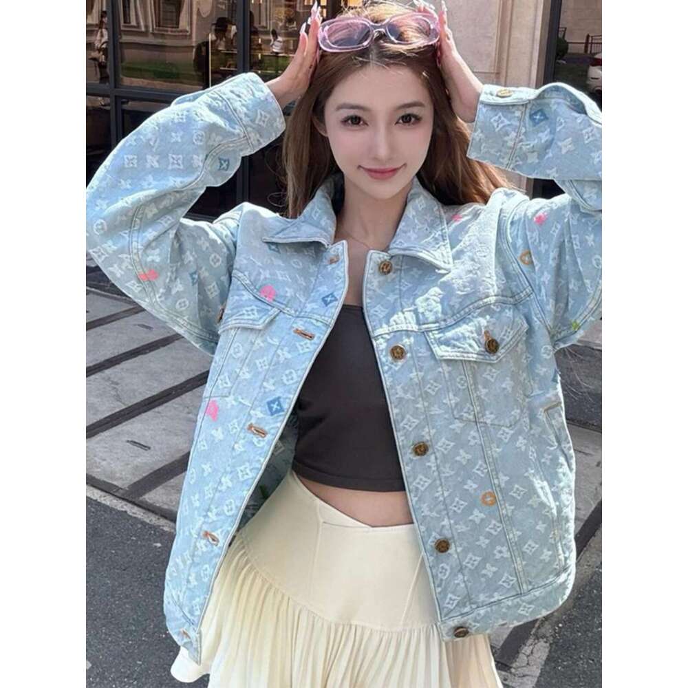 Women's jeans Women's Wear Nanyou Xiaoxiangfeng Colorful Letter High Waist Wide Leg Jeans Women's Straight Tube Embroidered Candy Tempe