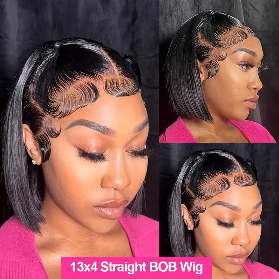 13x4 HD Bone Straight Lace Frontal Human Hair Brazilian 100 Short Bob Wig For Women 220 Straight Lace Front Bob Wigs T251111