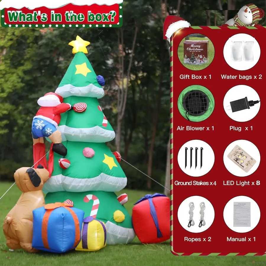 Christmas 7FT Christmas Inflatable Tree Giant with Dog Bite Santa Claus 3 Wrapped Gift Boxes Bright LED Lights Christmas Outdoor Decorati Y251111
