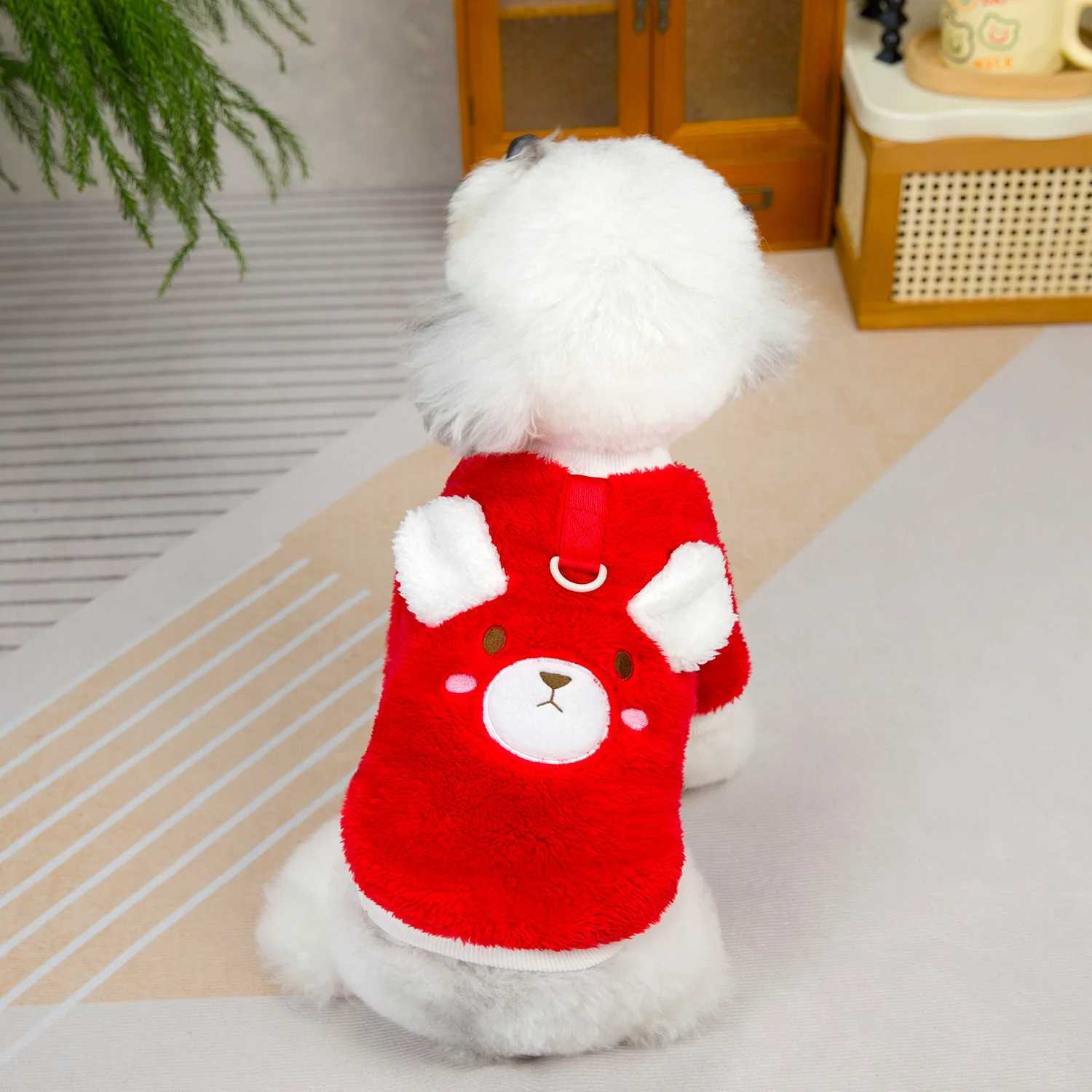 3D Bear Designer Small Dog Sweater Winter Plush Clothing for Dogs Puppy Soft Coat Fleece Warm Clothes for Poodle Cat CostumeM251111