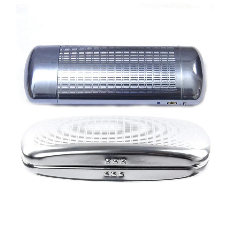 2-piece glasses case aluminum hard shell glasses case striped glasses case 160X73x42mm and 151X56x32mm 250409
