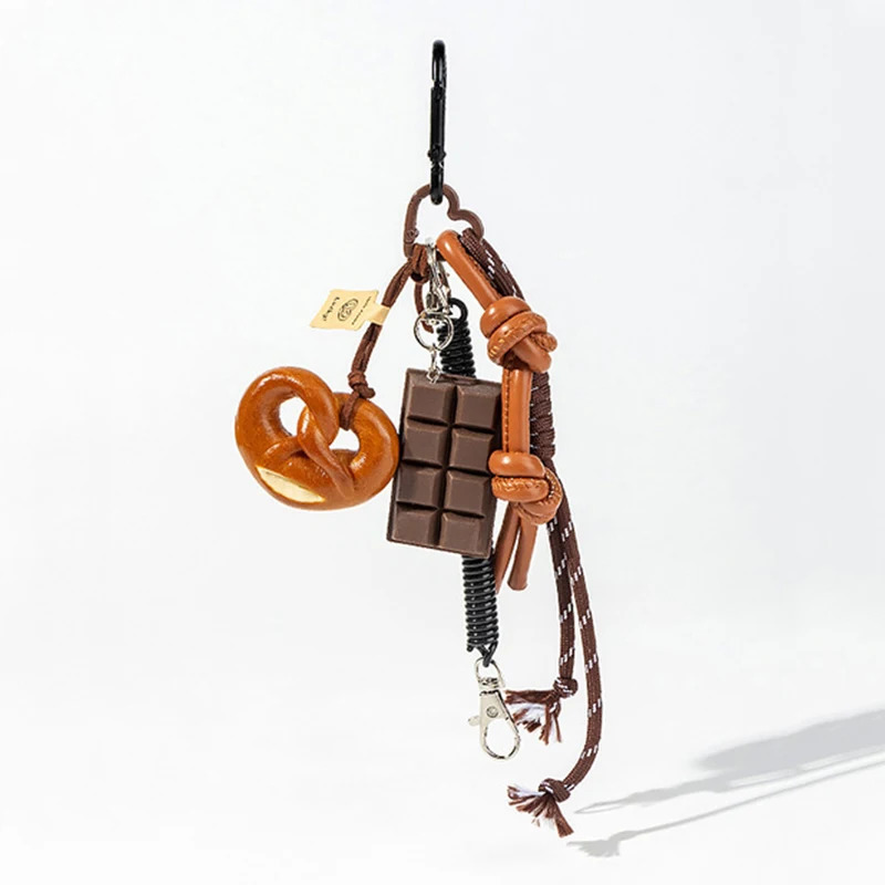 Braided Rope Bag Pendant High-grade Keychain Pendant Cute Alkaline Water Bread Ins Bag Pendant Chocolate Pendant 251110