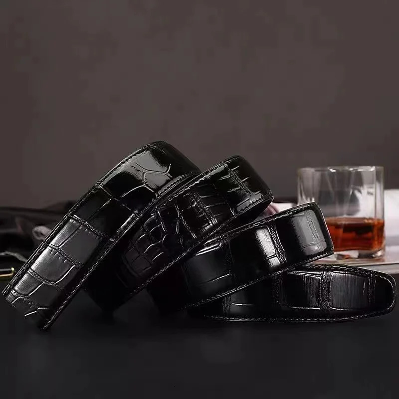 Top pattern automatic buckle belts genuine leather belts top fashion business belts pure cowhide men belt 251031