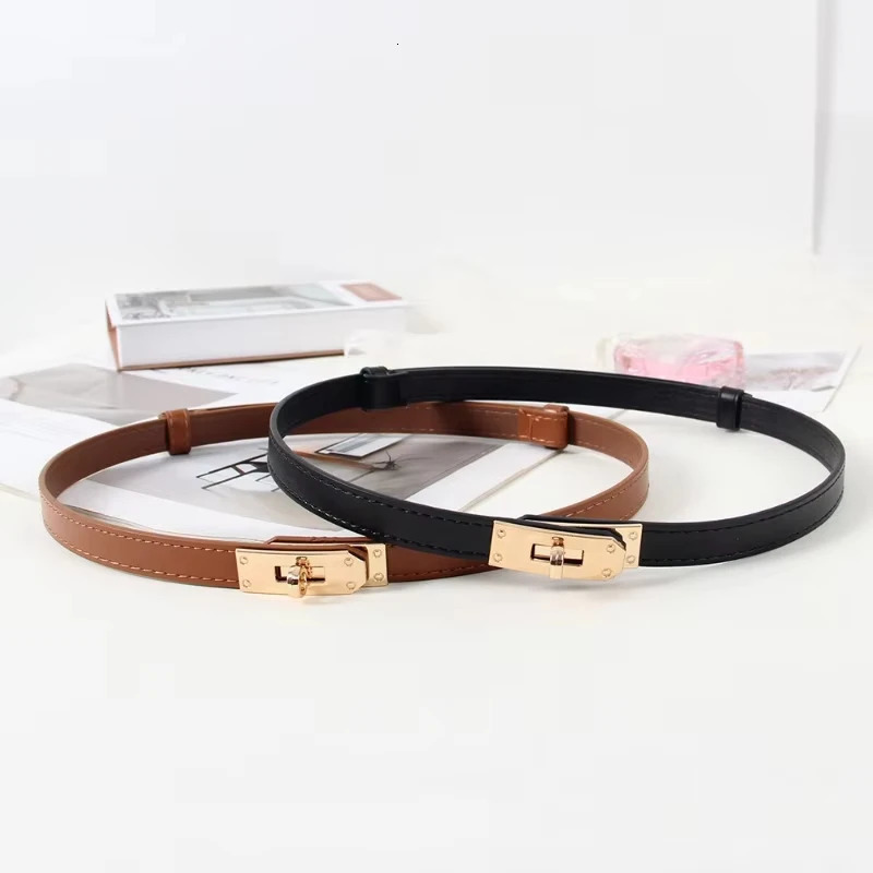 2025 Womens Adjustable Thin Belt - Korean Style Slim Waist Strap for Dresses Coats Fashion Buckle Lock Delicate Belt 251111