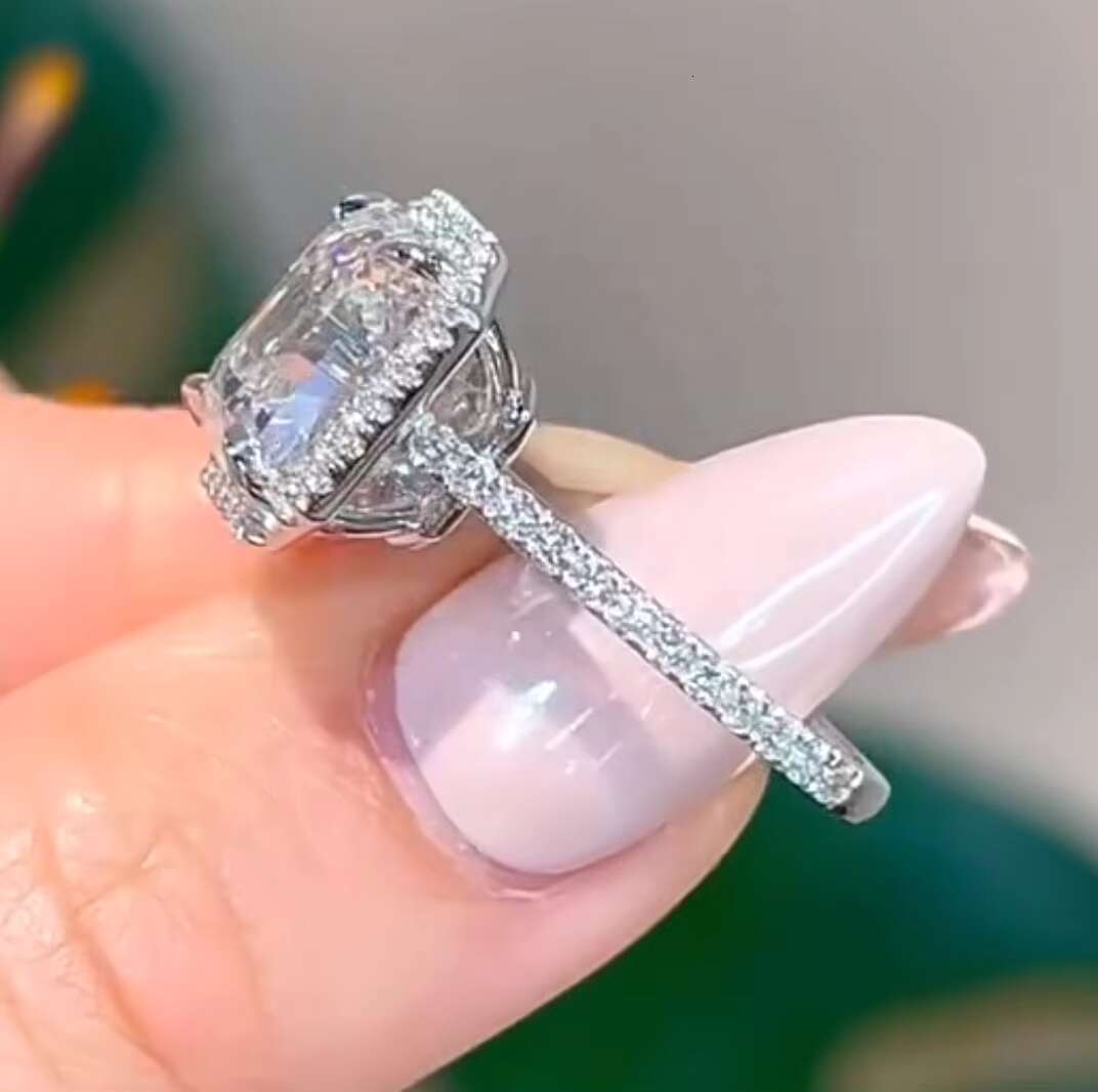 Custom 5CT Asscher Cut Lab Grown Diamond Engagement Ring 10K 14K White Gold Diamond Jewelry for Women