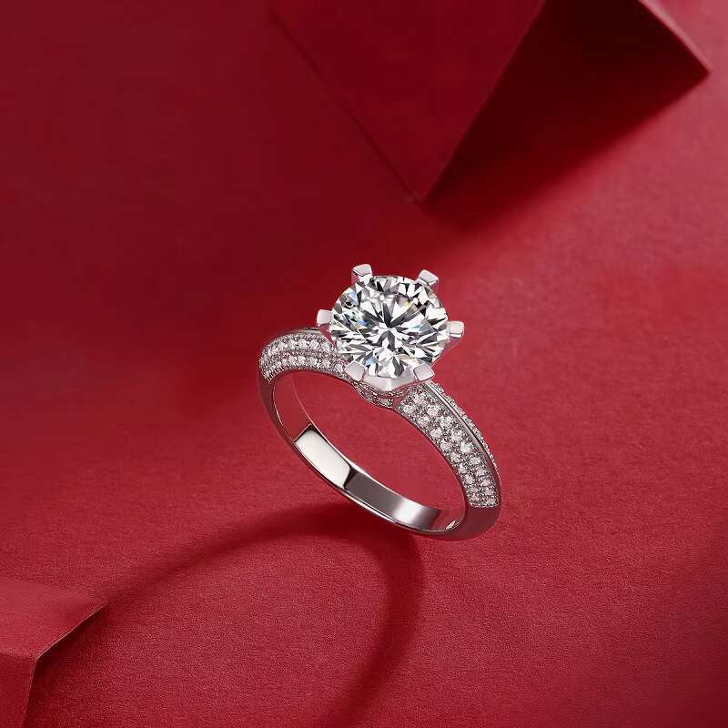 Custom Hot Selling Fine Jewelry 925 Sterling Silver 3CT VVS D Moissanite Engagement Ring Luxury Jewelry Wedding Ring for Women