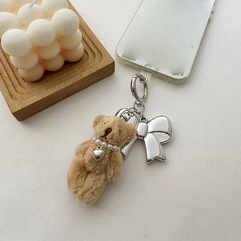Ins Style Treasure Bear Keychain Plush Rabbit Bow Phone Pendant Phone Case Charm Packaging Decoration Car Key Ring W250411