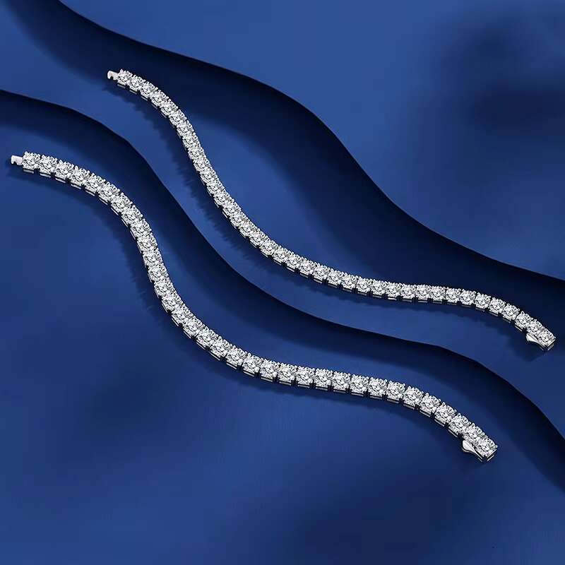 Luxury VVS D Moissanite Tennis Chain Hip Hop 925 Silver 3mm 4mm 5mm Tennis Bracelet Necklace Fashion Gold and White Jewelry