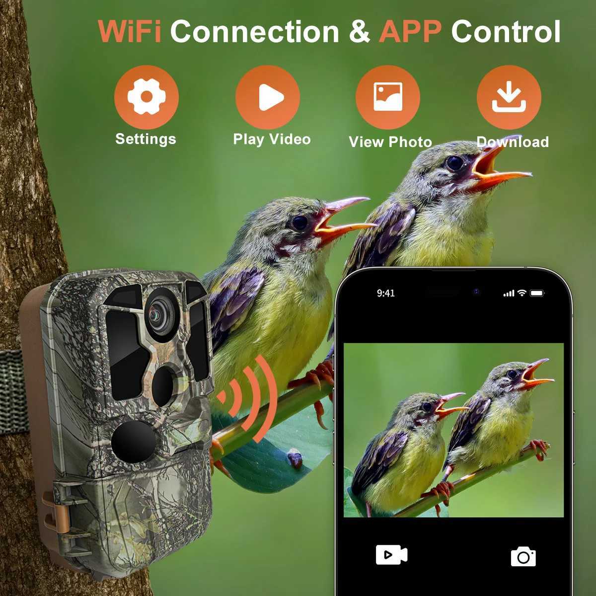 Trail Camera WiFi 4K 48MP Infrared Night Vision 0.05s Motion Activation Trigger Wildlife Photo Trap IP67 Waterproof Wildlife Camera X2504111