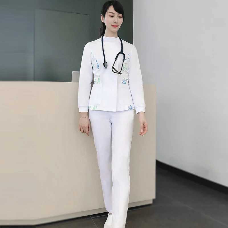 hospital uniforms customized white clothes suitable for nurses and doctors in medical facilities X250410