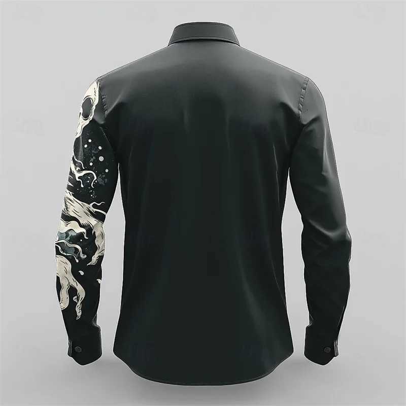 Halloween Horror Dark Mens Button Lapel Shirt Long Sleeve Party Evening Autumn and Winter Shirt 3D Printing Thin Section S-5XL K251110