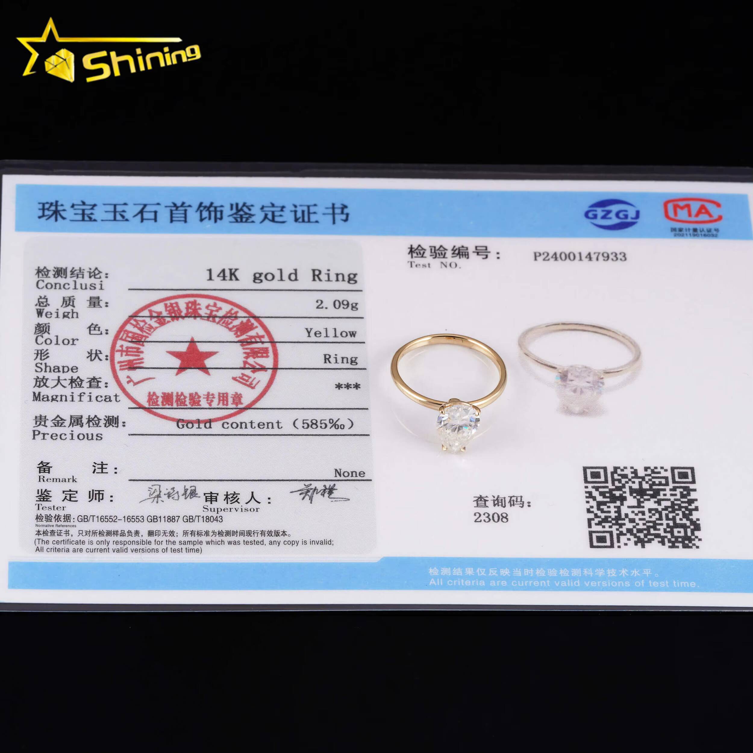 Pass Diamond Tester 14K Solid Gold Moissanite Engagment Ring Custom Women Diamond Wedding Rings