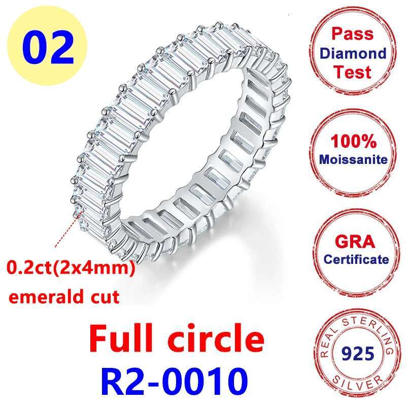 Full Moissanite Rare Cut Diamond D Color Emerald Ring 925 Sterling Silver 18K Gold Plated Luxury Top Quality Ring for Women