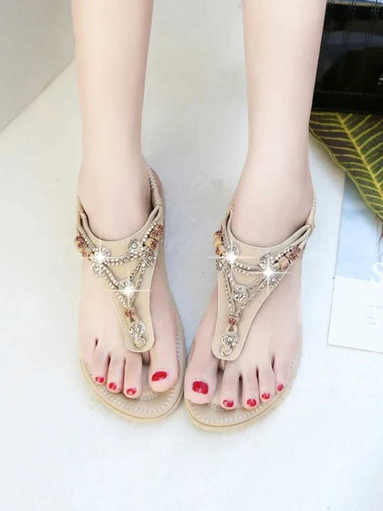 2024 womens summer Roman sandals with toe clip Rhine wedge platform beach Bohemian flip sandalsXJ250410