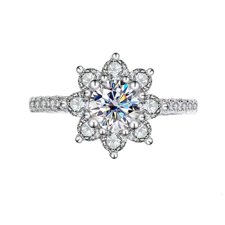 Pass Tter Sterling Sier 925 Mosan Ring Female Flower Yin Live Supply