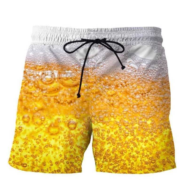 3D printed fun beer beach shorts for men hip-hop cool ultra-fine shorts summer fashion casual swimming shorts mens clothingW250410