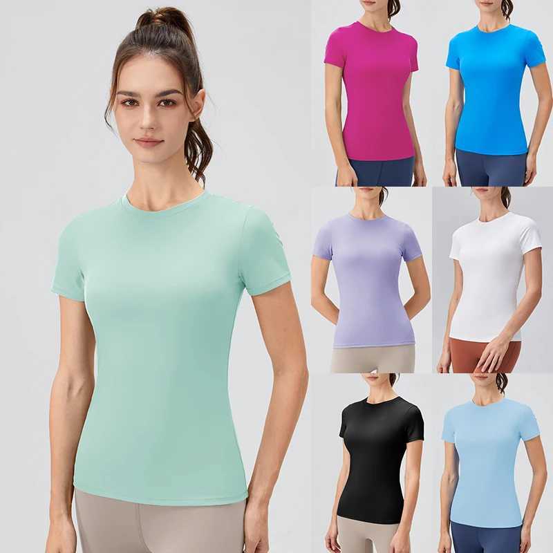 2024 Womens Sportswear Tight Yoga Top Quick Drying Gym Top Short Sleeve Running Sweatshirt Womens T-shirtW250411