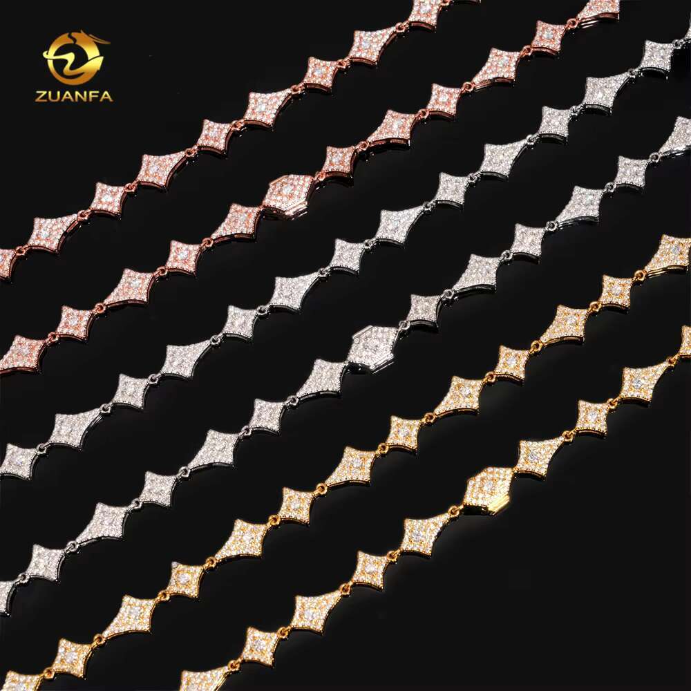 Wholesale Fashion Women Moissanite Necklace Kite Shape Diamond Necklace Link Chain High Quality 925 Silver Iced Out Jewelry